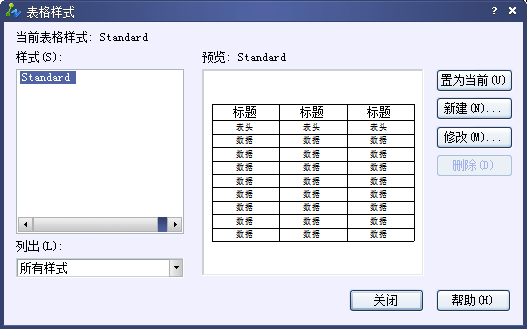 CAD中創(chuàng)建表格